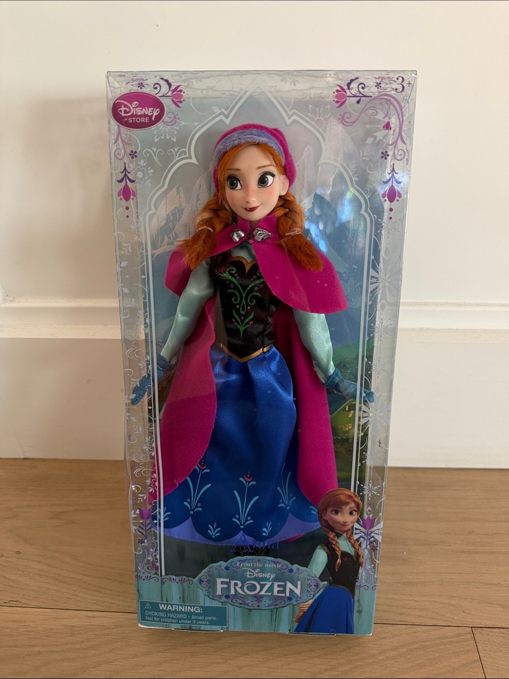Disney Anna Doll with Pink Cape and Blue Dress